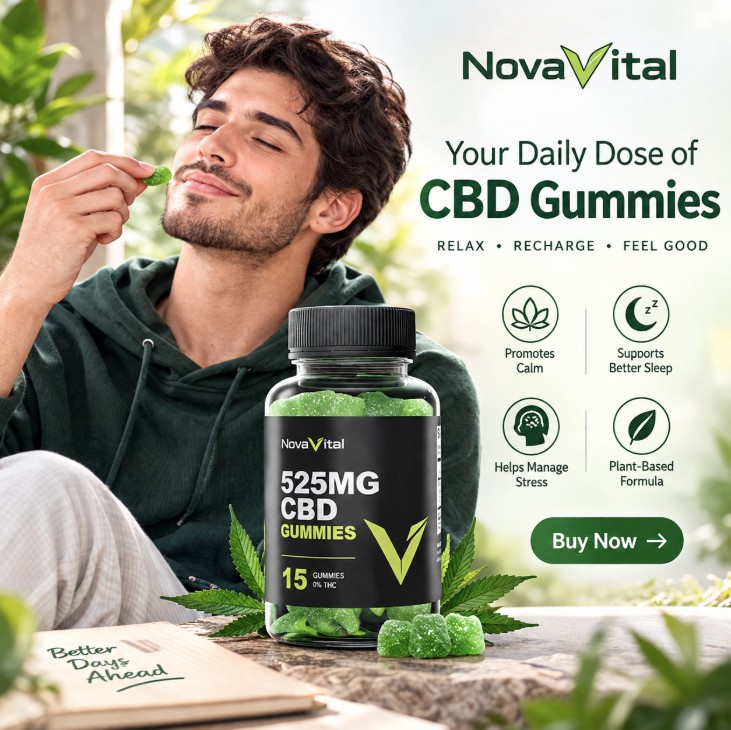 Man enjoying his daily dose of NovaVital CBD gummies outdoors